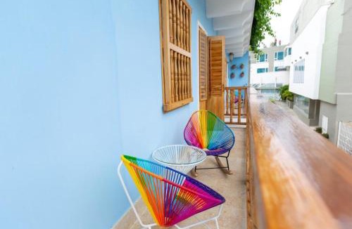 Pie del Cerro House | Blue House Castillo View Private Jacuzzi & Colonial Balconies
