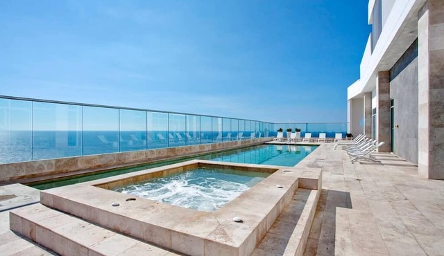 Beautiful luxury apartment with ocean view balcony